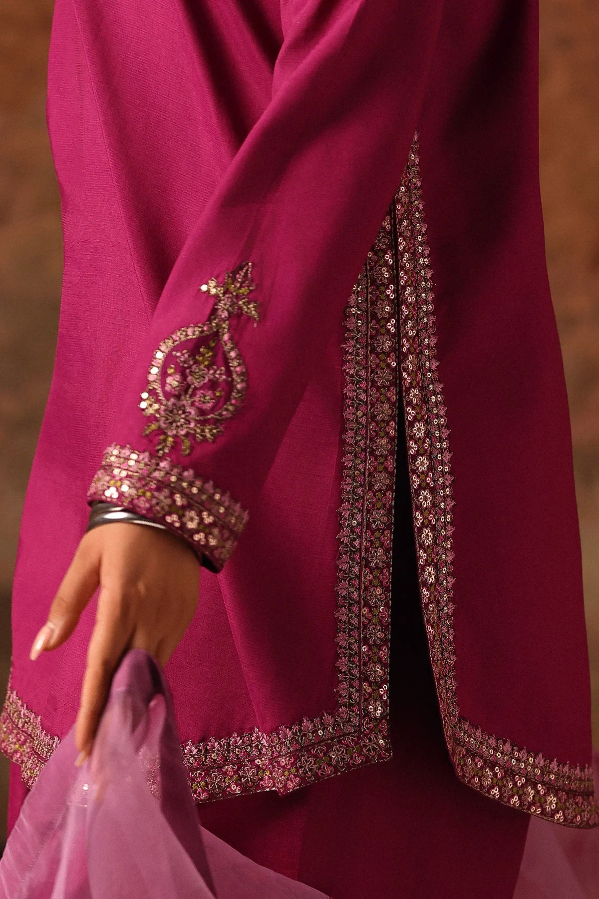3-PC Embroidered Raw-Silk Suit CMA-5-083