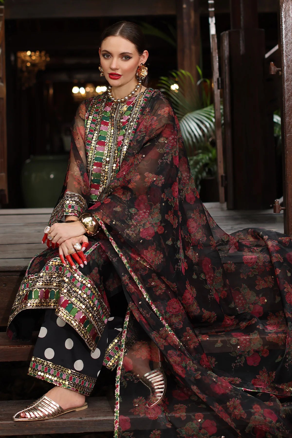 3-PC Embroidered Organza Suit CMA-5-051