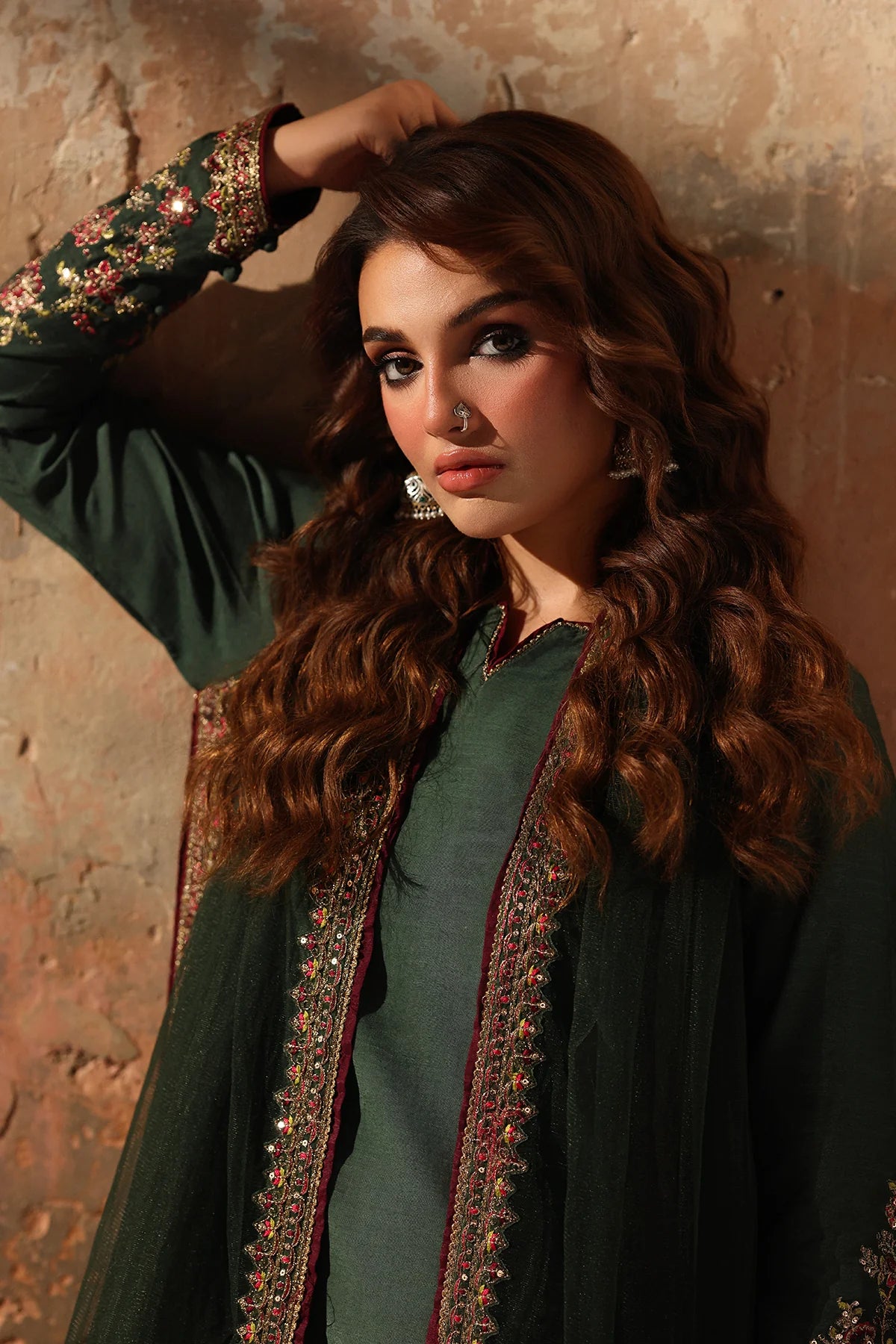 3-PC Embroidered Raw-Silk Suit CMA-5-079