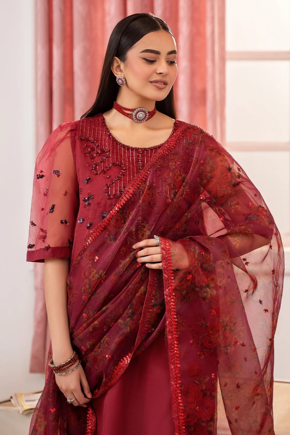 3-PC Embroidered Organza Suit CMA-5-119