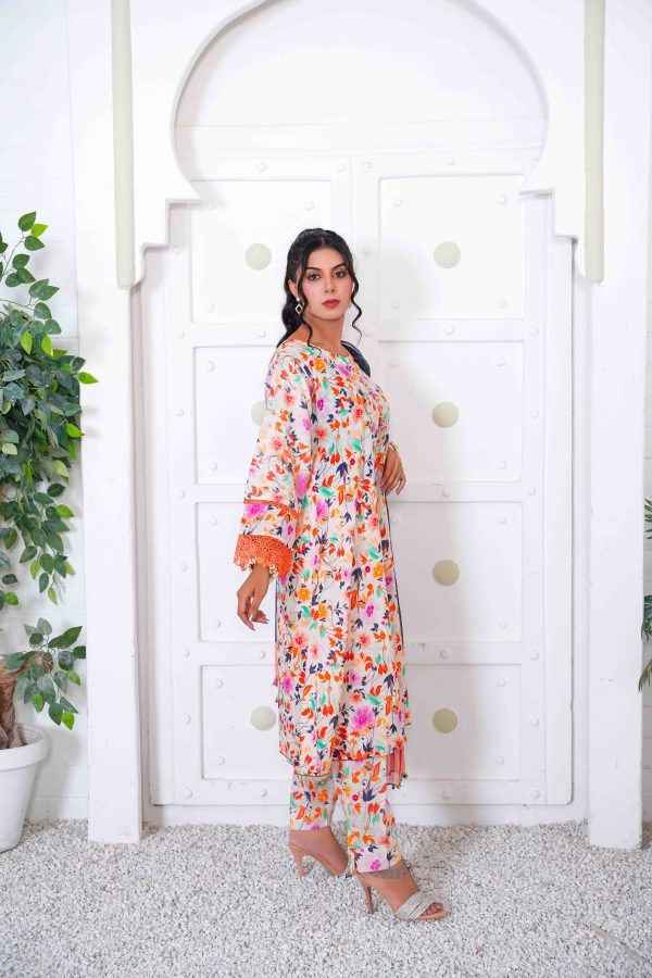 3pc stitch suit with pure chiffon dupata multi color