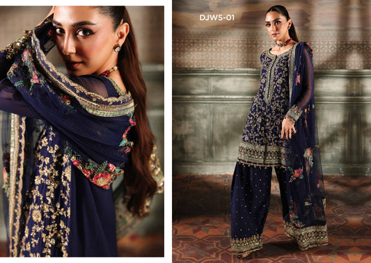 4-PC Charizma Unstitched Luxury Collection DJW5-01